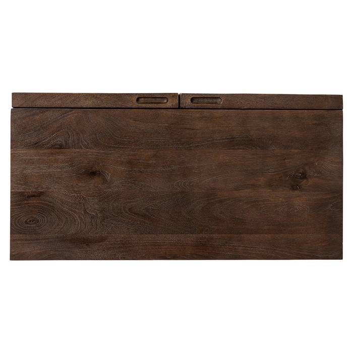 Sideboard Bryant mit zwei Türen in Braun, aus robustem Mango-Holz und Spiegel-Elementen. Bietet großzügigen Stauraum und einen stilvollen Akzent mit moderner Ausstrahlung. Ideal für Aufbewahrung und als dekoratives Highlight.