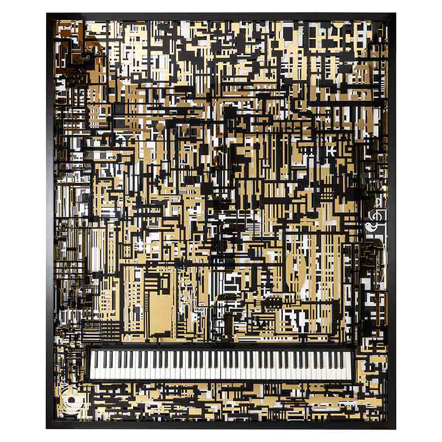 Richmond Decoration | Wandbild Piano (schwarz/gold)