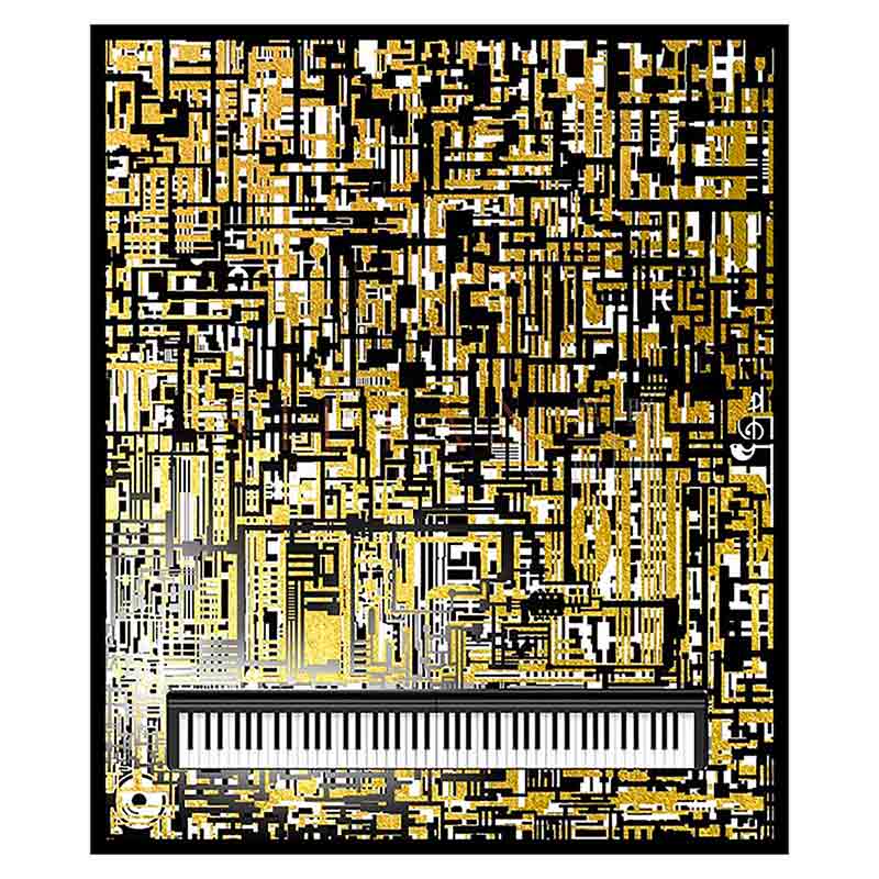 Richmond Decoration | Wandbild Piano (schwarz/gold)