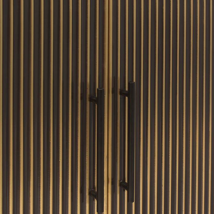 Schrank Les Arcs 2-tuerig (Brushed Gold), frontal aufgenommen. Modernes und elegantes Design mit Detailaufnahmen