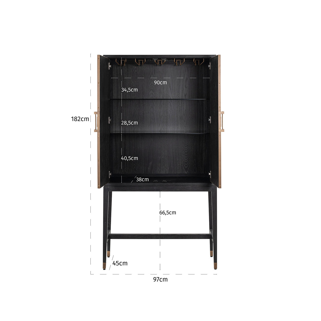 Bloomville | Schrank mit 2 Türen (gold)