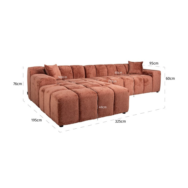 Cube | Sofa 3-Sitzer mit Lounge links (koralle)