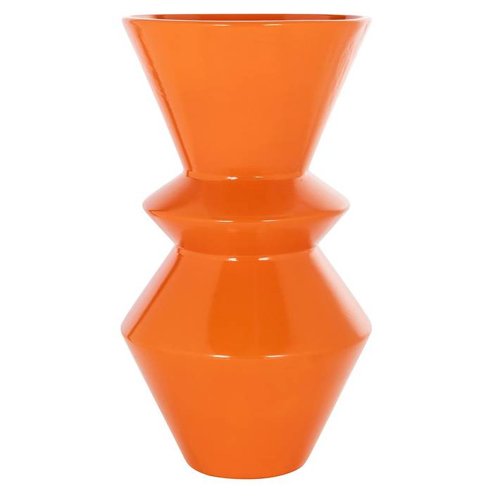  Die Vase Leana in lebendigem Orange mit einzigartiger Trichterform