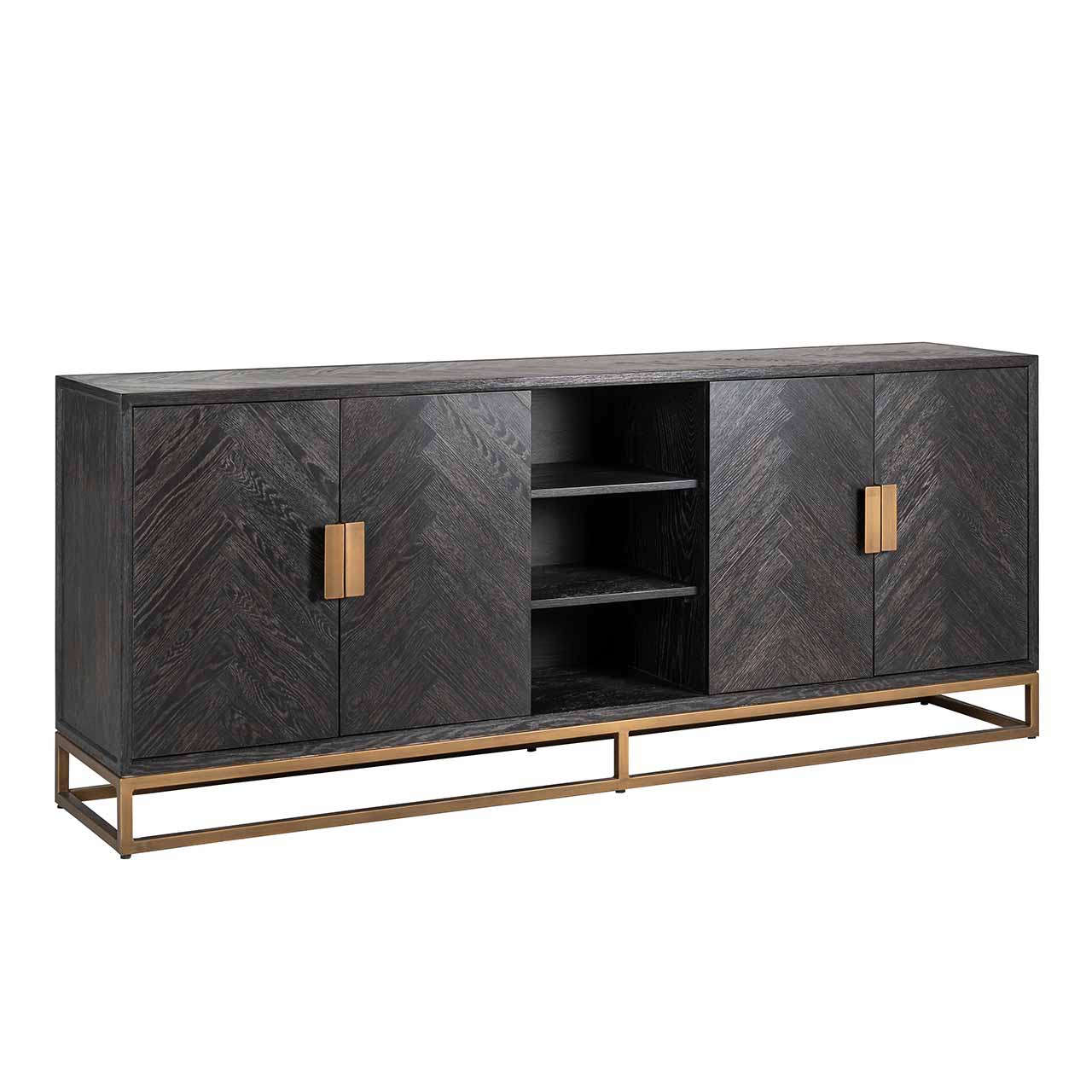 Blackbone (Brass) | Sideboards mit 4 Türen (schwarz rustikal)