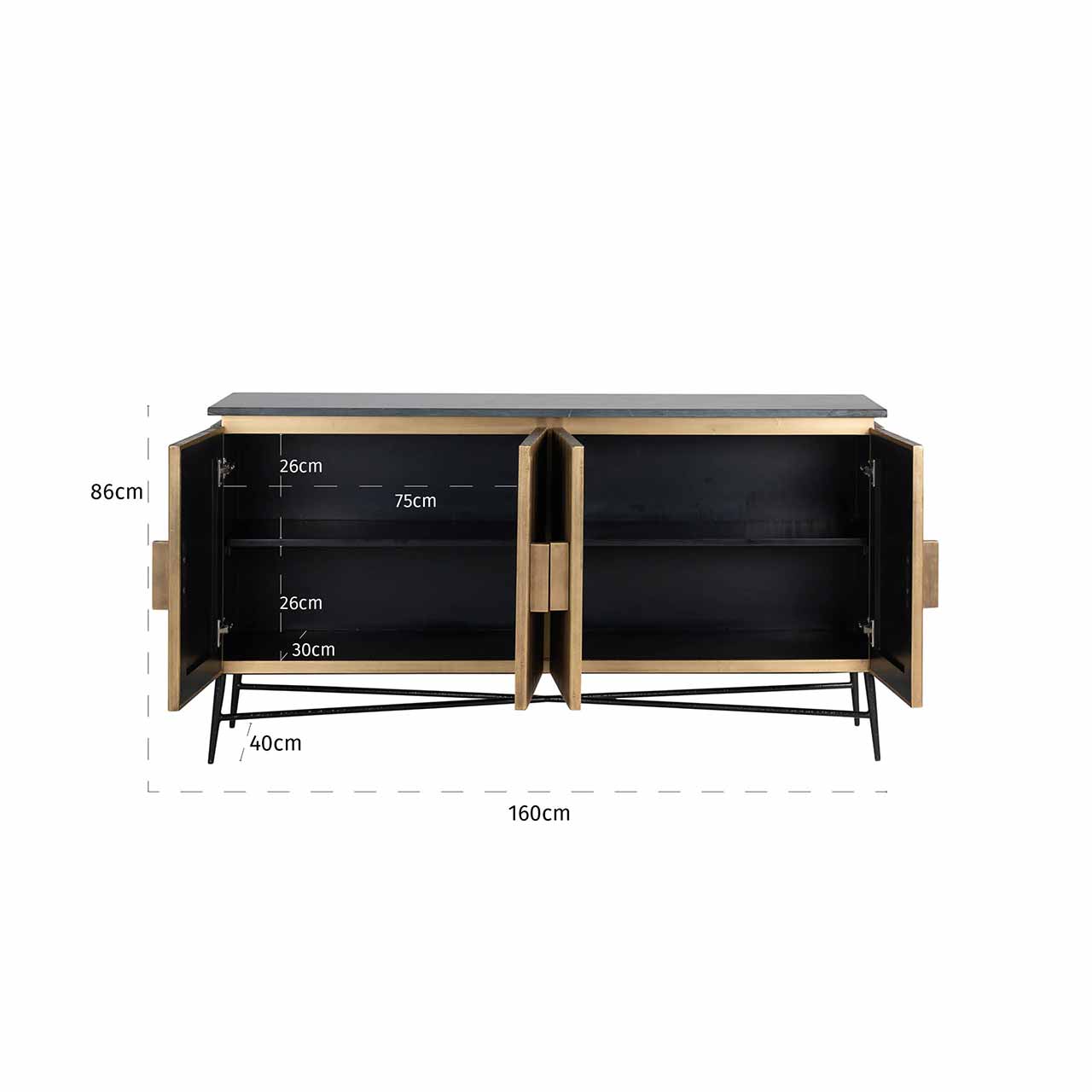 Ironville | Sideboard mit 4 Türen (gold)