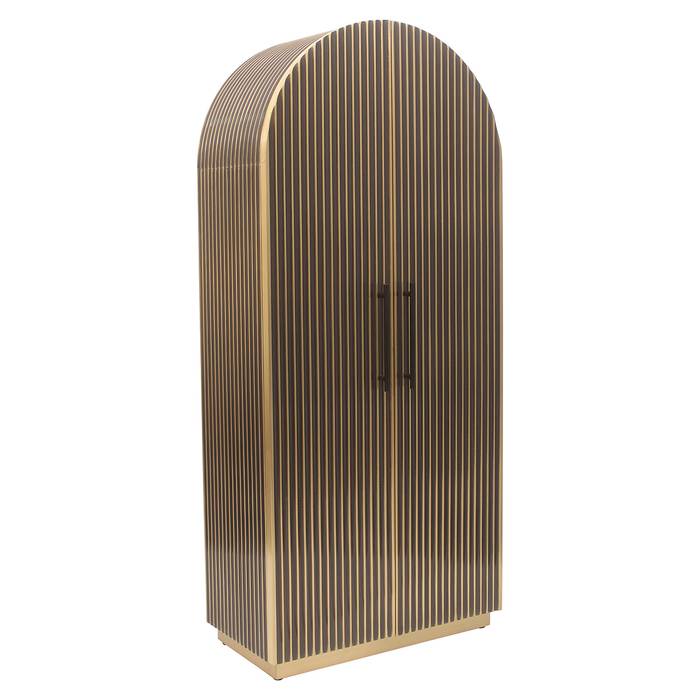 Schrank Les Arcs 2-tuerig (Brushed Gold), seitlich frontal aufgenommen. Modernes und elegantes Design