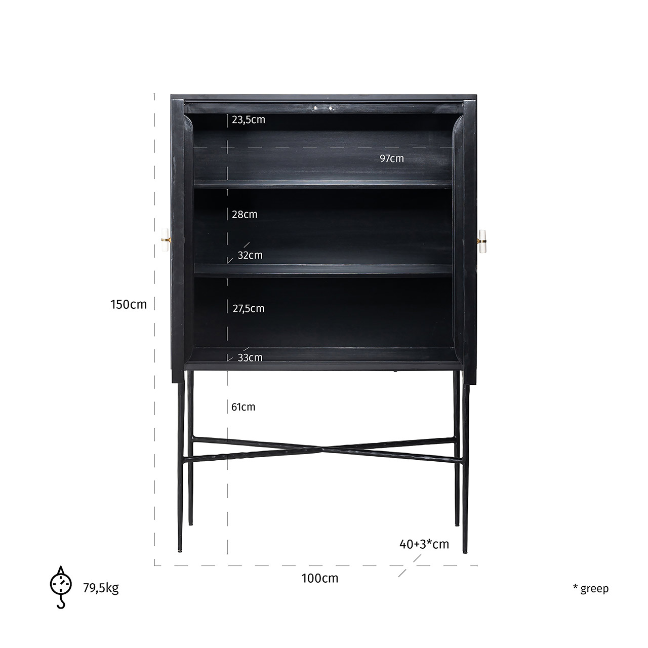 Rostelli | Schrank mit 2 Türen (schwarz)