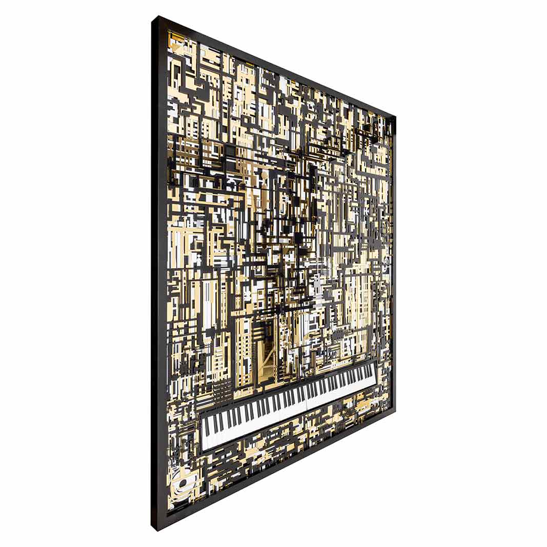 Richmond Decoration | Wandbild Piano (schwarz/gold)