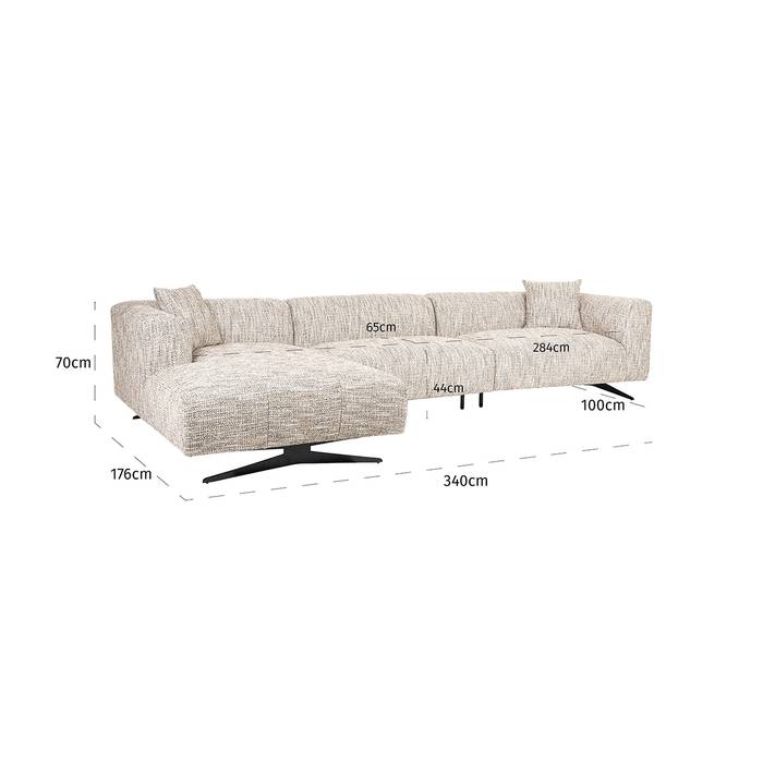 Sofa Hoxton 3-Sitzer + Lounge links (Be Trendy 01 Nature)